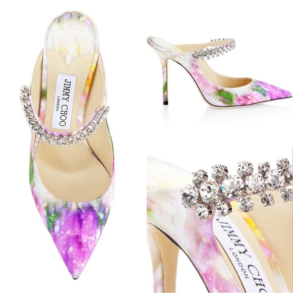 Jimmy Choo Shoes - Like new Jimmy Choo Bing 100mm Multi-Color Satin Mules 39 $1,095